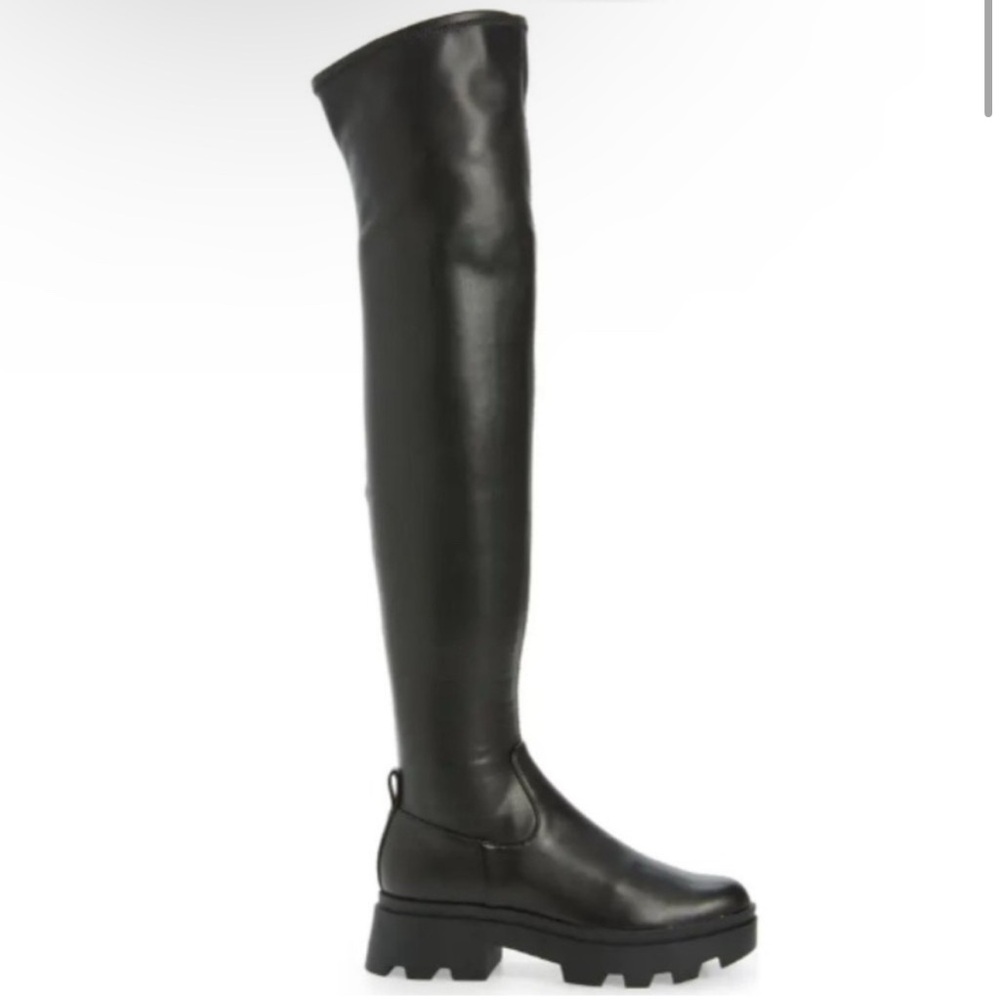 OPEN EDIT Evie Black Over The Knee Platform Boots Biker Grunge 👢 - Picture 2 of 7